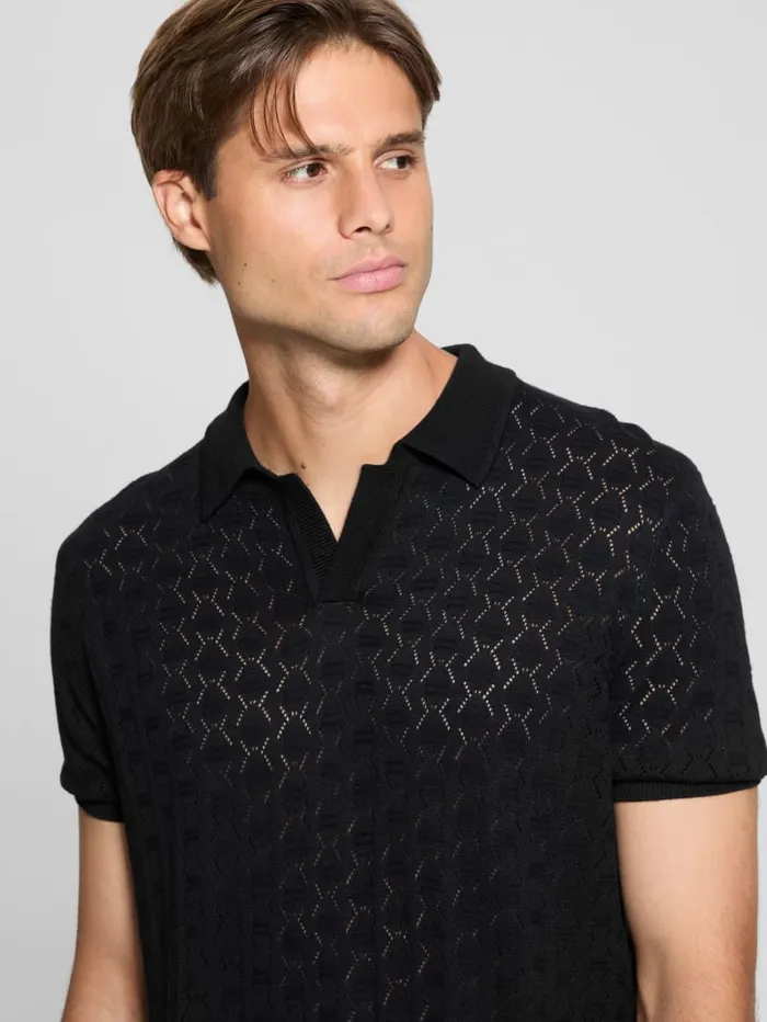 GUESS Shirts Eco Brian Pointelle Polo Black 8211 Men