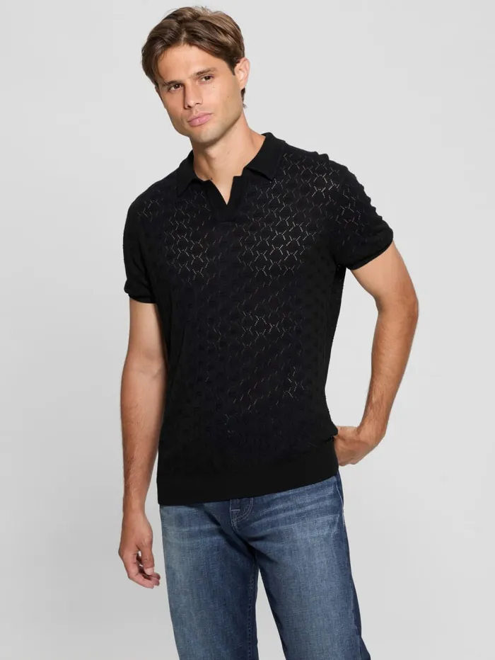 GUESS Shirts Eco Brian Pointelle Polo Black 8211 Men