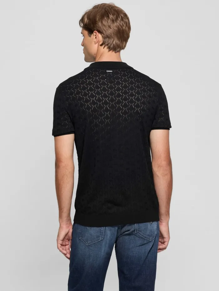 GUESS Shirts Eco Brian Pointelle Polo Black 8211 Men