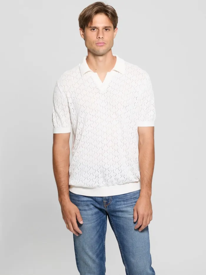 GUESS Shirts Eco Brian Pointelle Polo Black 8211 Men