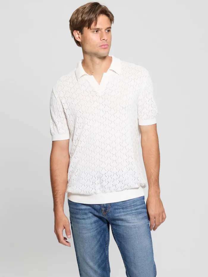 GUESS Shirts Eco Brian Pointelle Polo Black 8211 Men