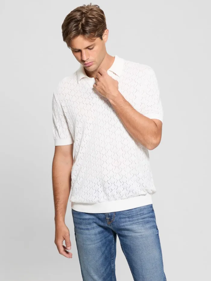 GUESS Shirts Eco Brian Pointelle Polo Black 8211 Men