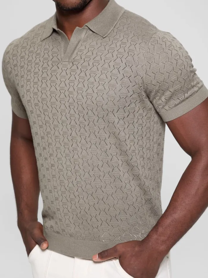 GUESS Shirts Eco Brian Pointelle Polo Black 8211 Men