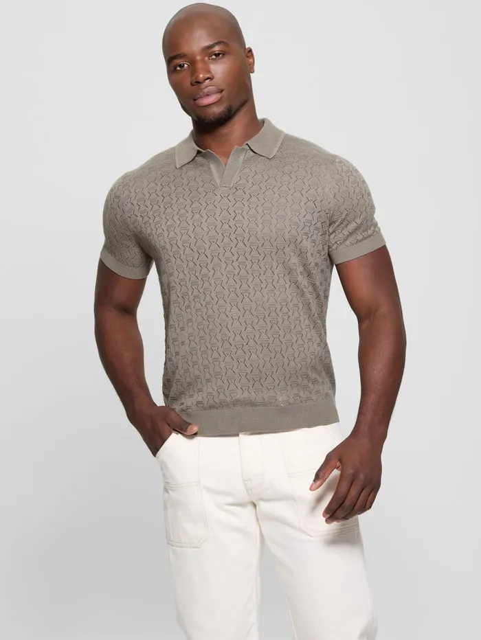 GUESS Shirts Eco Brian Pointelle Polo Black 8211 Men