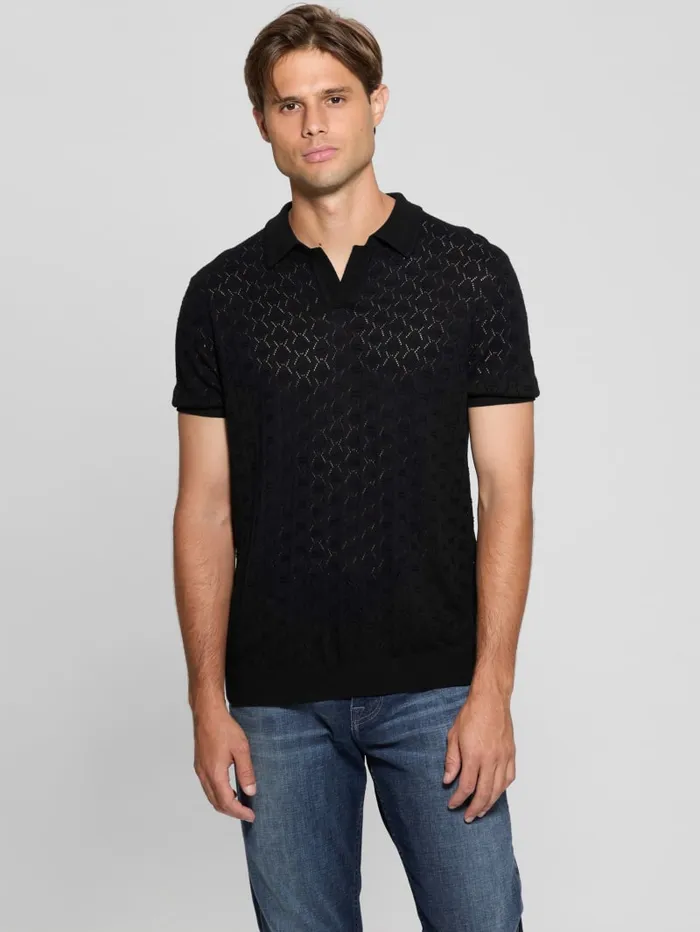 GUESS Shirts Eco Brian Pointelle Polo Black 8211 Men
