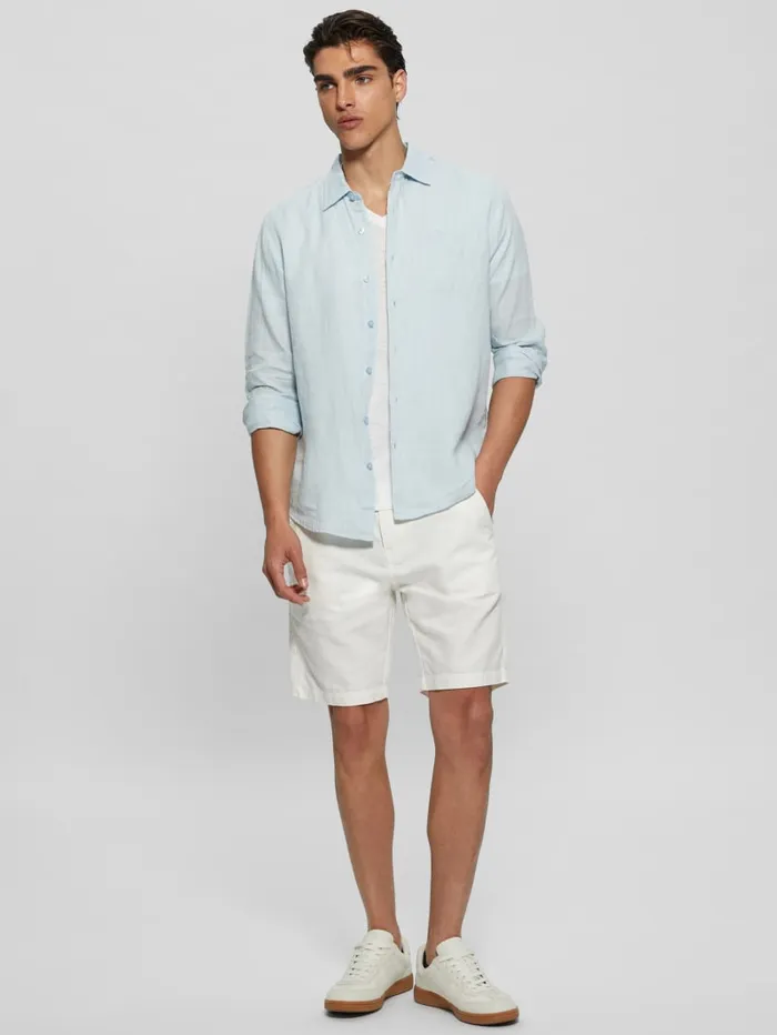 GUESS Shirts Eco Island Linen Shirt Blue 8211 Men