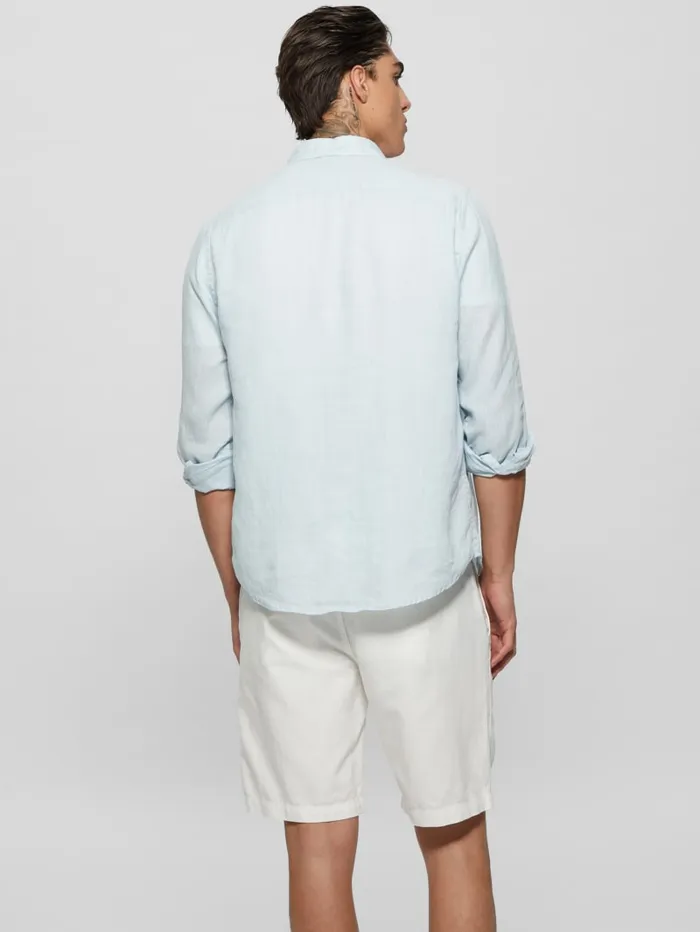 GUESS Shirts Eco Island Linen Shirt Blue 8211 Men