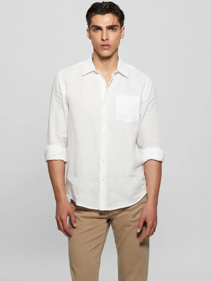 GUESS Shirts Eco Island Linen Shirt Blue 8211 Men