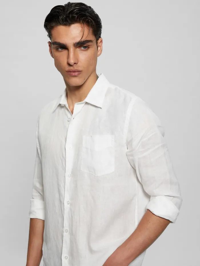 GUESS Shirts Eco Island Linen Shirt Blue 8211 Men