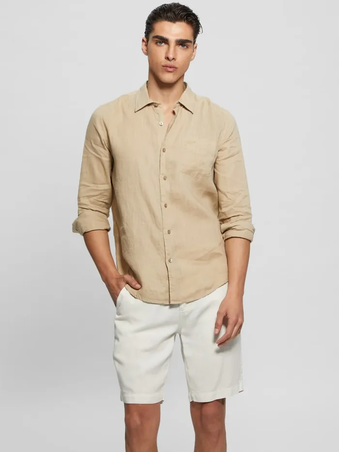 GUESS Shirts Eco Island Linen Shirt Blue 8211 Men