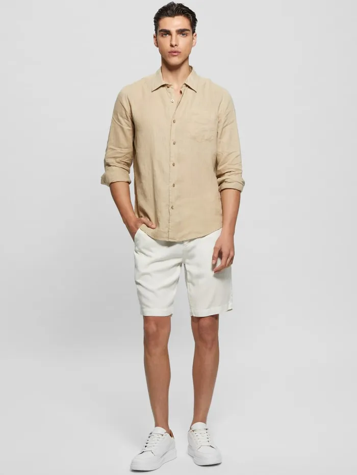 GUESS Shirts Eco Island Linen Shirt Blue 8211 Men