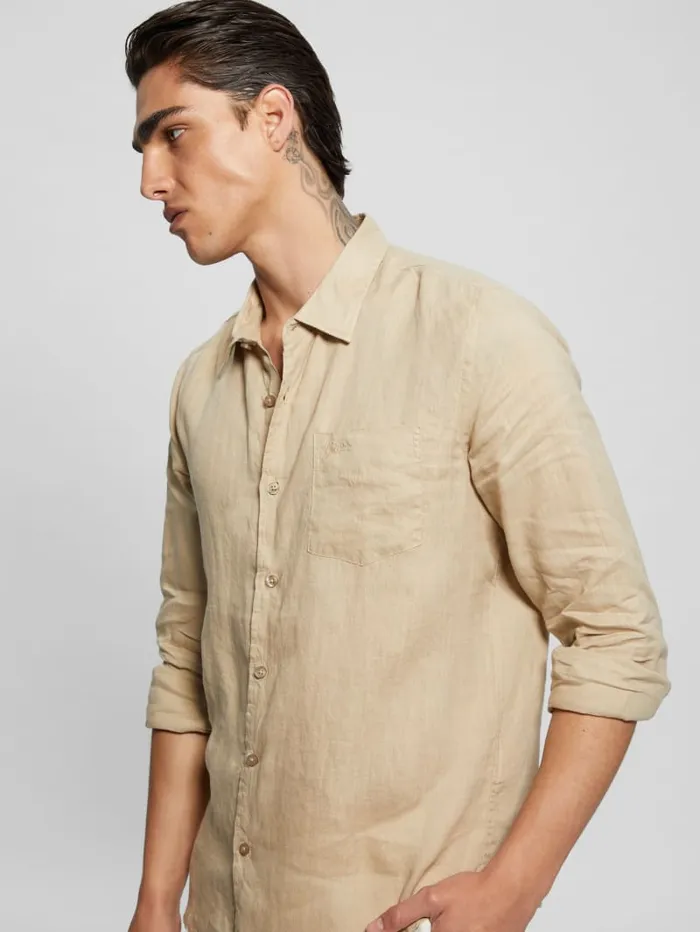 GUESS Shirts Eco Island Linen Shirt Blue 8211 Men