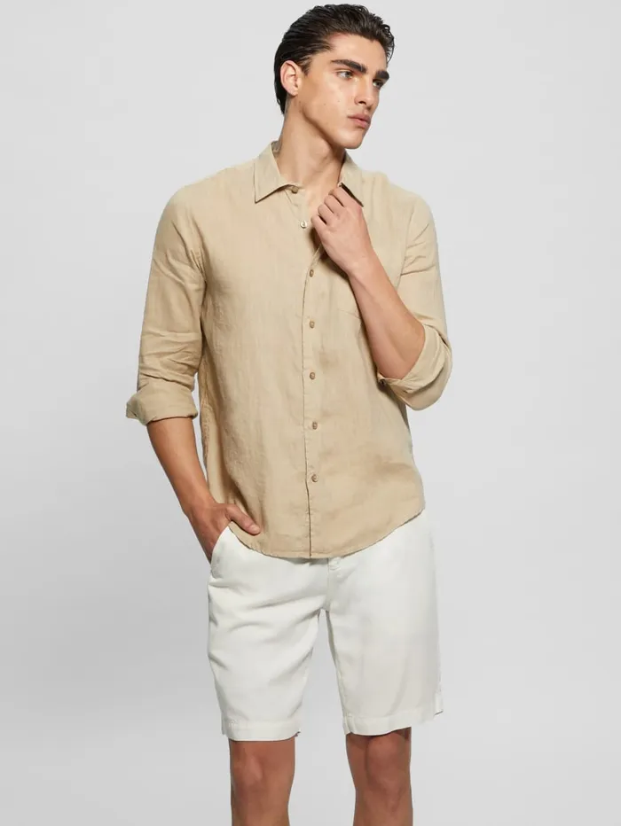 GUESS Shirts Eco Island Linen Shirt Blue 8211 Men