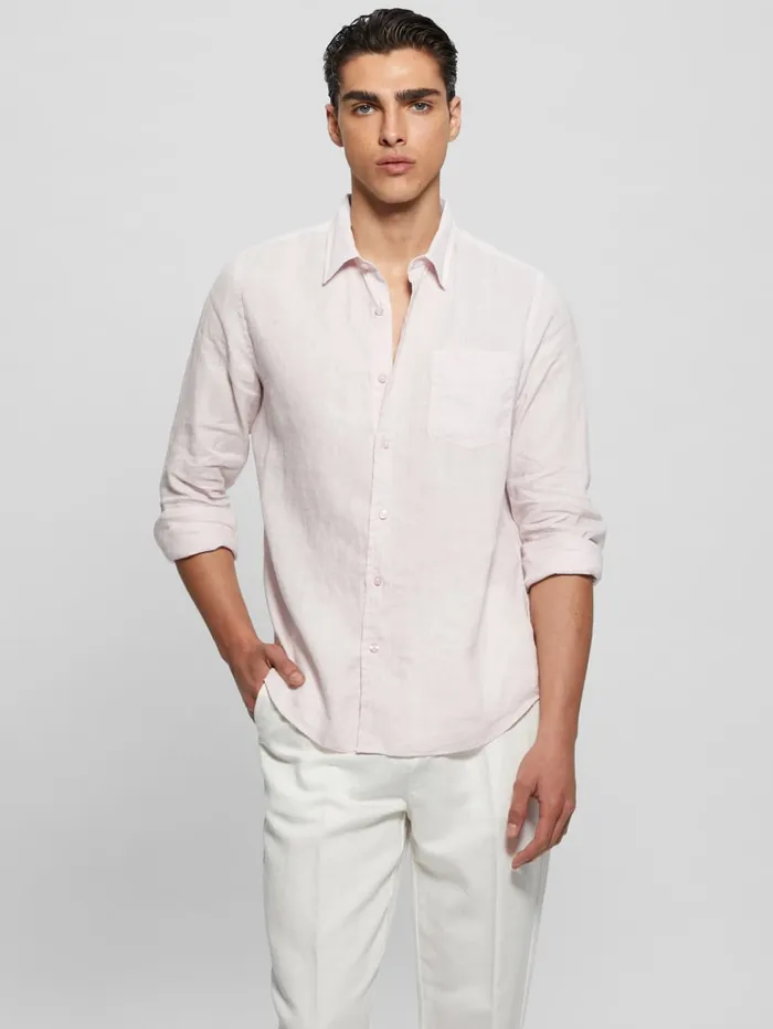 GUESS Shirts Eco Island Linen Shirt Blue 8211 Men