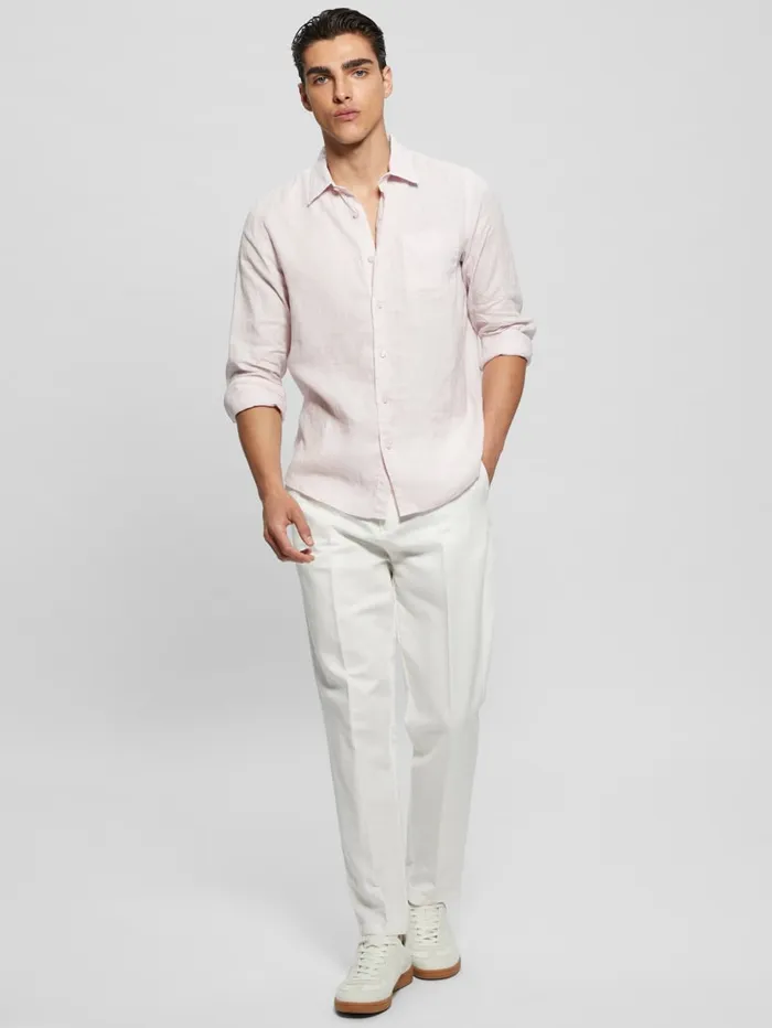 GUESS Shirts Eco Island Linen Shirt Blue 8211 Men