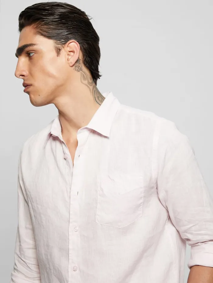 GUESS Shirts Eco Island Linen Shirt Blue 8211 Men