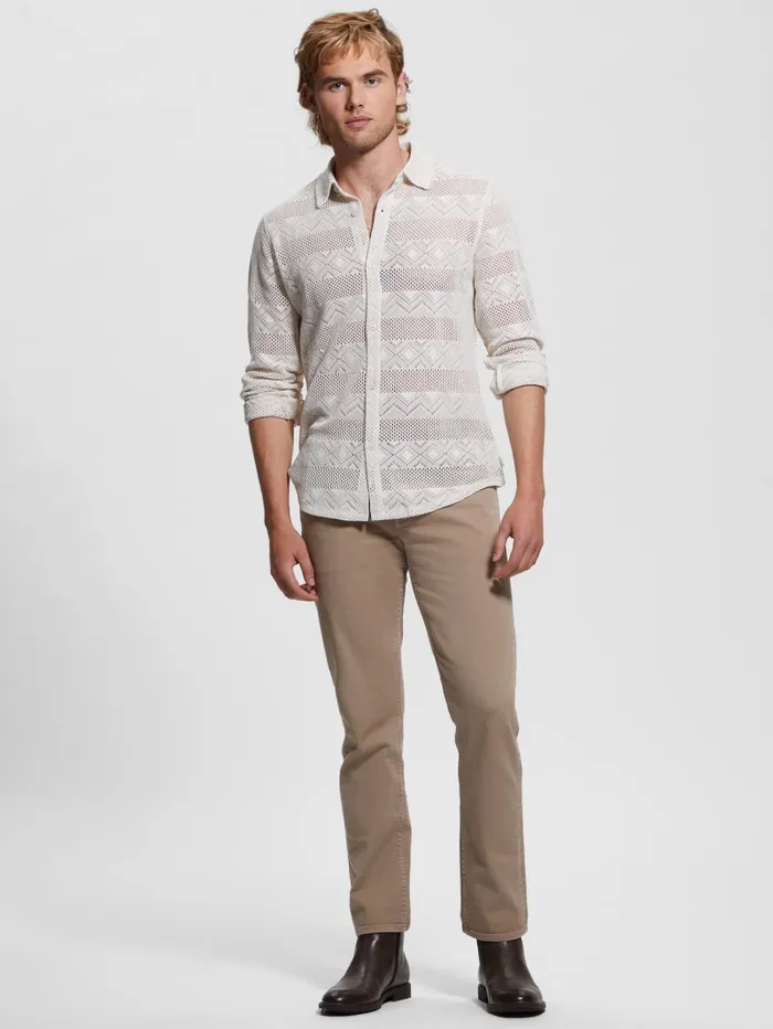 GUESS Shirts Geo Crochet Shirt White 8211 Men