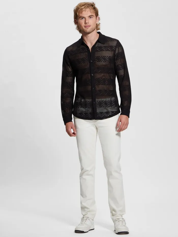 GUESS Shirts Geo Crochet Shirt White 8211 Men