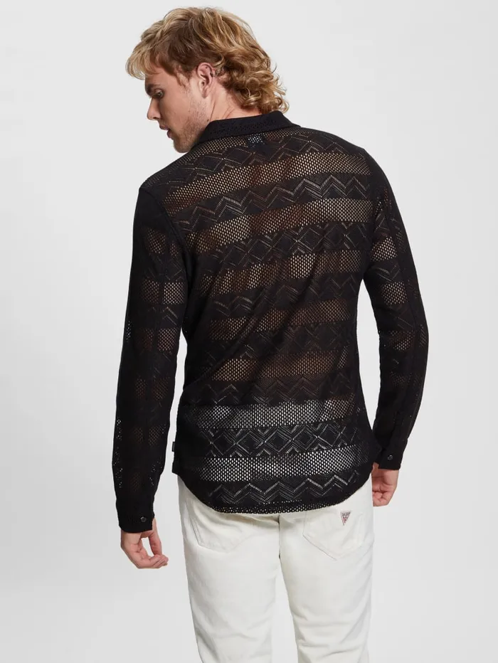 GUESS Shirts Geo Crochet Shirt White 8211 Men