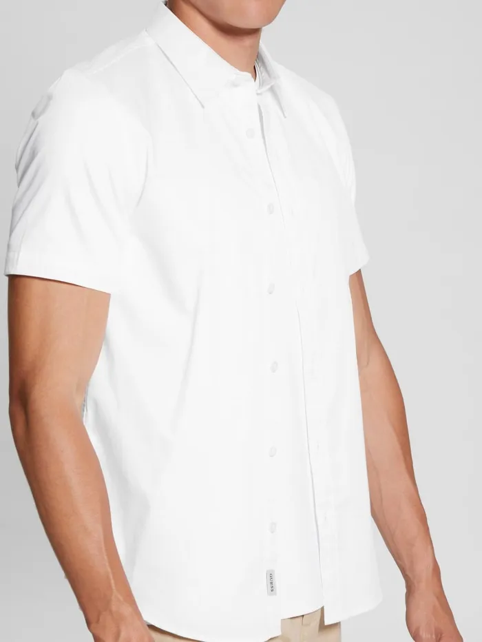 GUESS Shirts Luxe Stretch ShortSleeve Shirt Blue 8211 Men