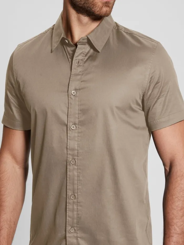 GUESS Shirts Luxe Stretch ShortSleeve Shirt Blue 8211 Men