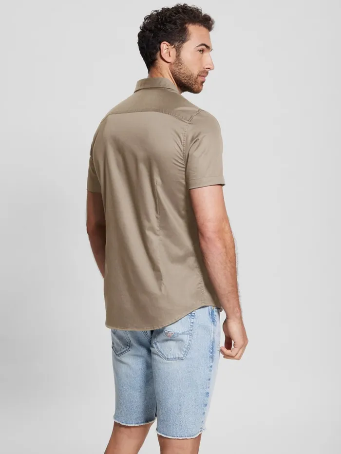 GUESS Shirts Luxe Stretch ShortSleeve Shirt Blue 8211 Men