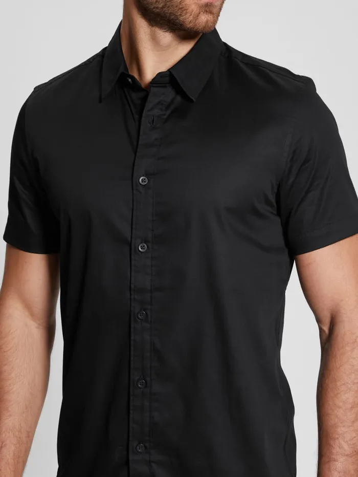 GUESS Shirts Luxe Stretch ShortSleeve Shirt Blue 8211 Men