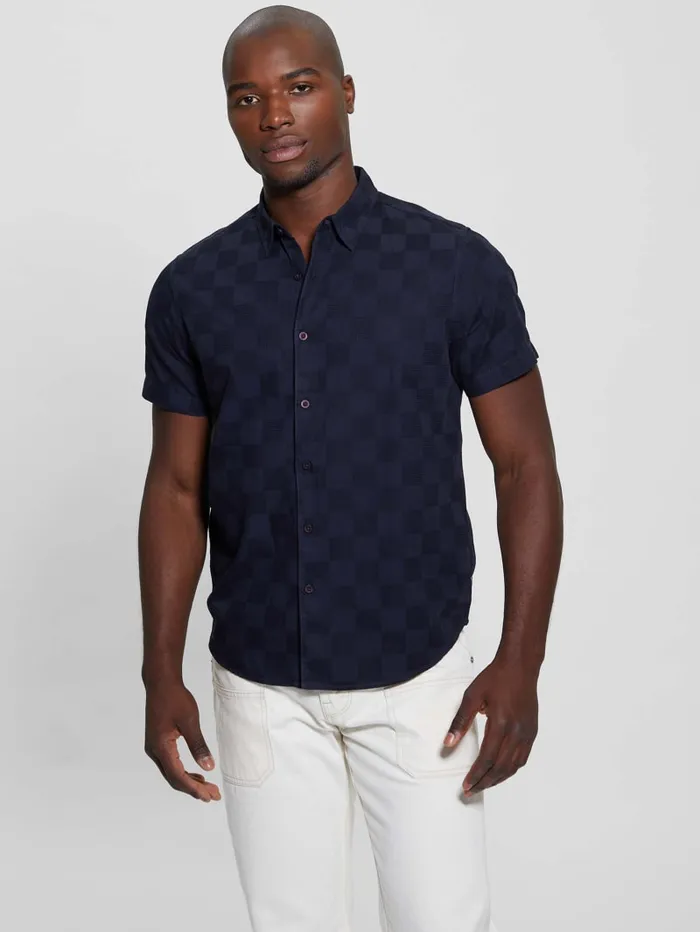 GUESS Shirts Parker Dobby Shirt Blue 8211 Men