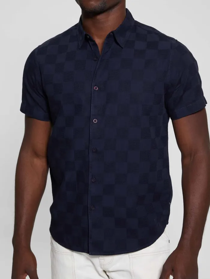 GUESS Shirts Parker Dobby Shirt Blue 8211 Men