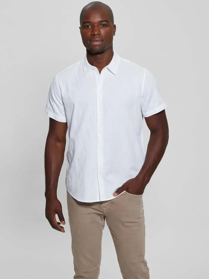 GUESS Shirts Parker Dobby Shirt Blue 8211 Men
