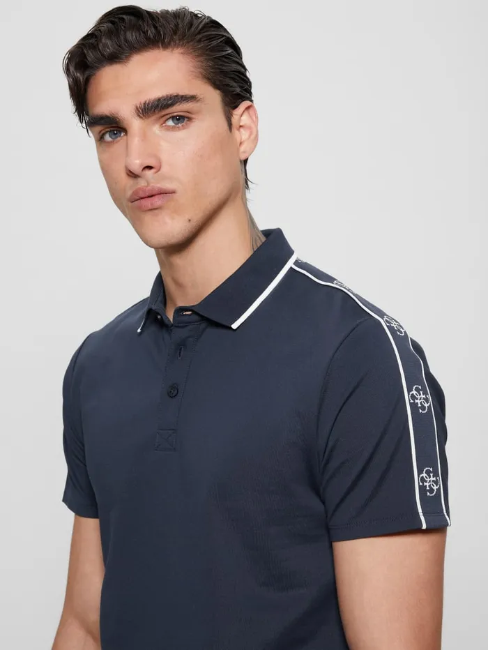 GUESS Shirts Quattro G Tape Polo Blue 8211 Men