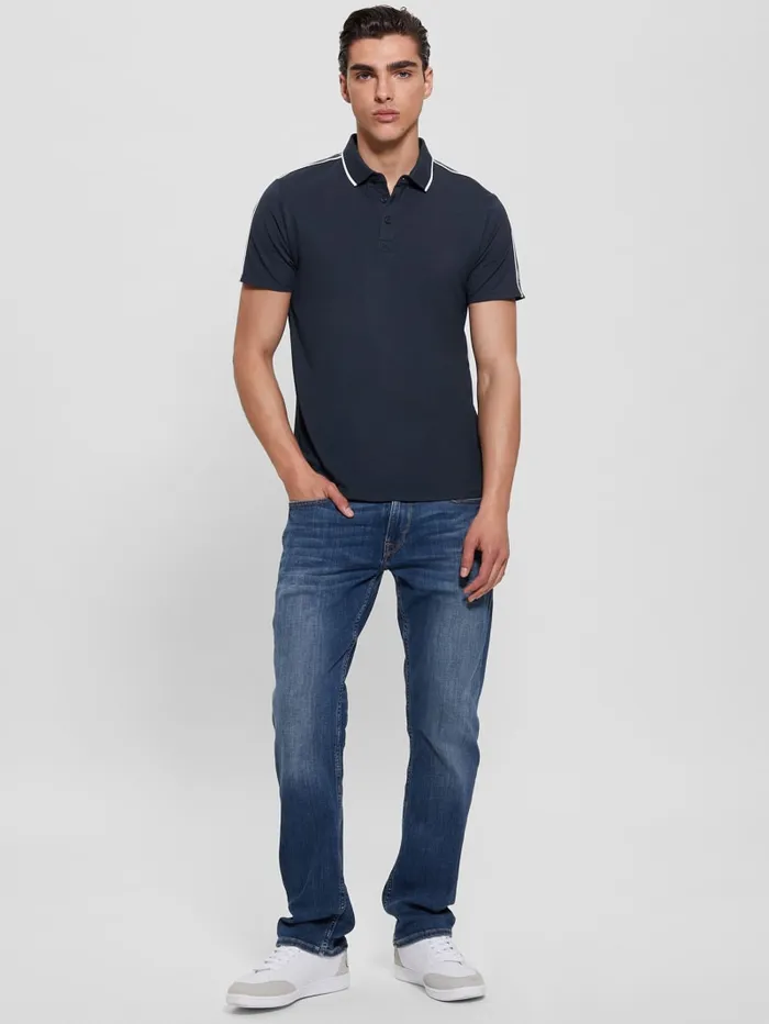 GUESS Shirts Quattro G Tape Polo Blue 8211 Men