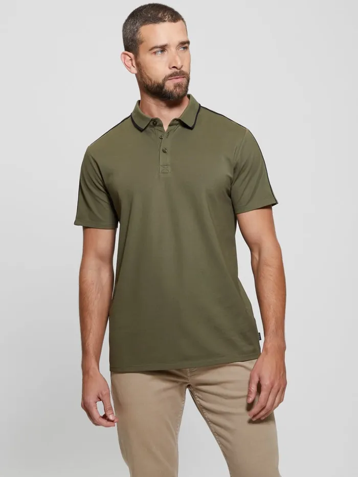 GUESS Shirts Quattro G Tape Polo Blue 8211 Men