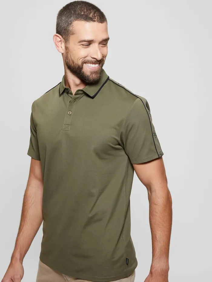 GUESS Shirts Quattro G Tape Polo Blue 8211 Men