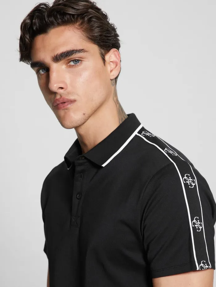 GUESS Shirts Quattro G Tape Polo Blue 8211 Men