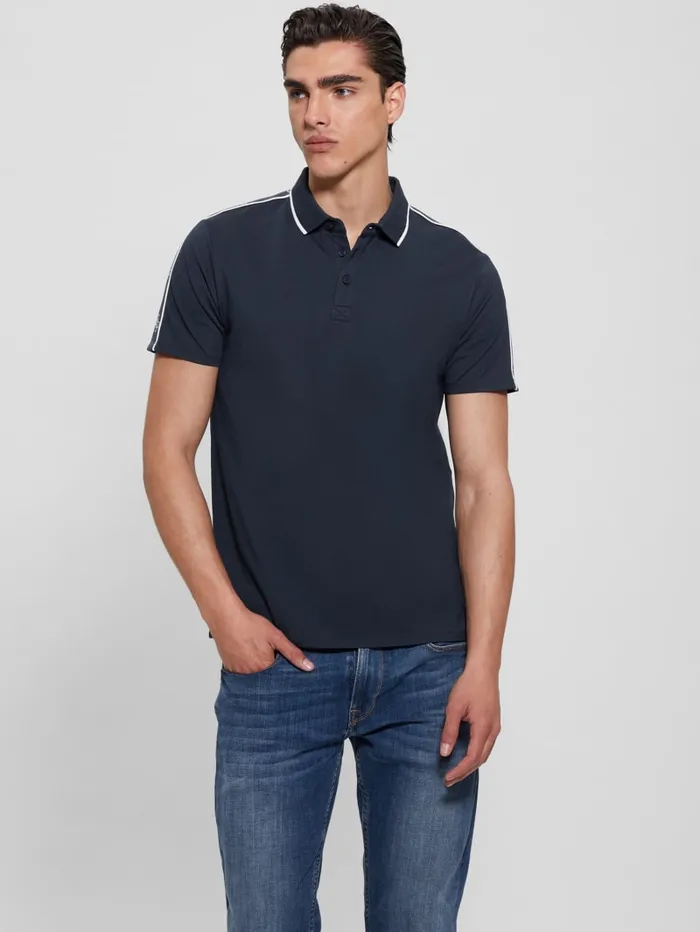 GUESS Shirts Quattro G Tape Polo Blue 8211 Men