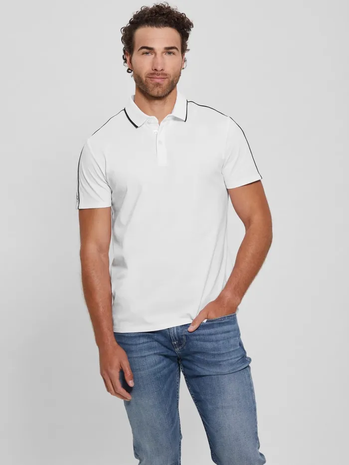 GUESS Shirts Quattro G Tape Polo Blue 8211 Men