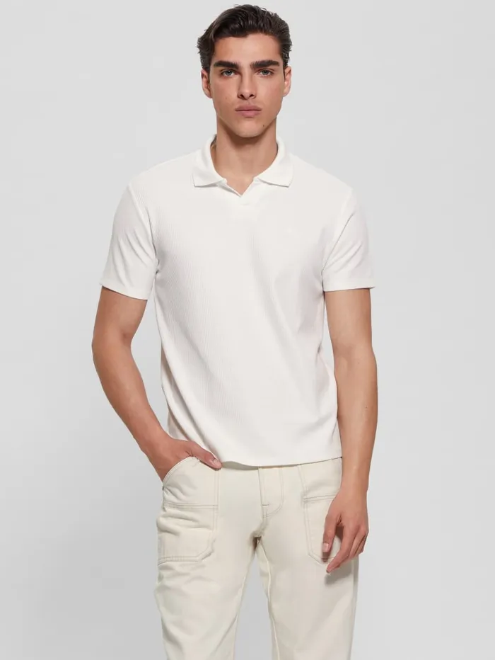 GUESS Shirts Ryker Rib Knit Polo White 8211 Men