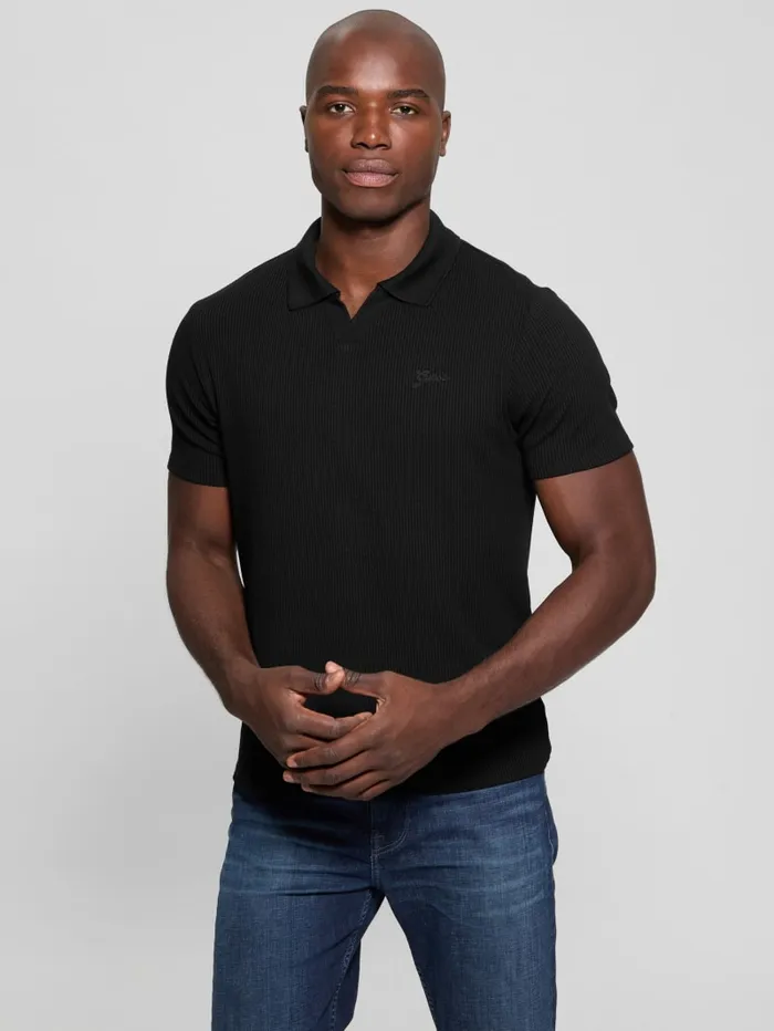 GUESS Shirts Ryker Rib Knit Polo White 8211 Men