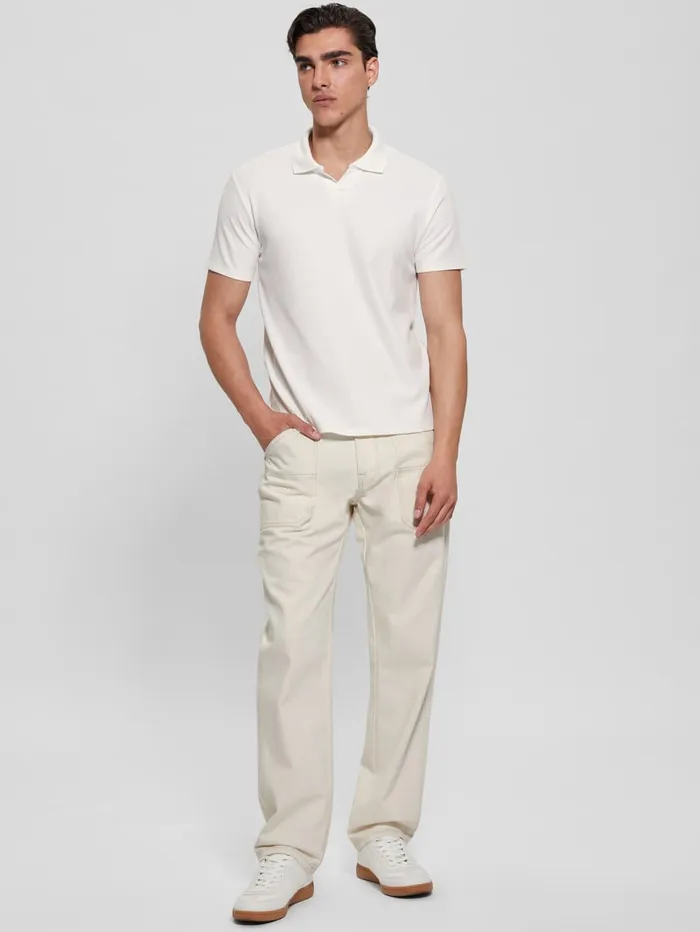 GUESS Shirts Ryker Rib Knit Polo White 8211 Men