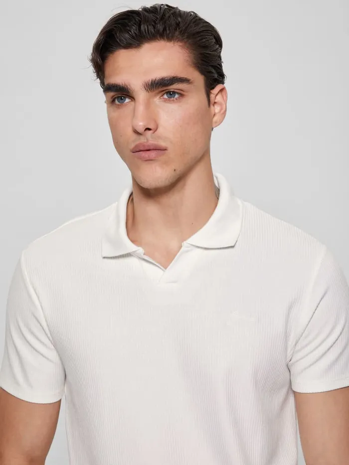 GUESS Shirts Ryker Rib Knit Polo White 8211 Men