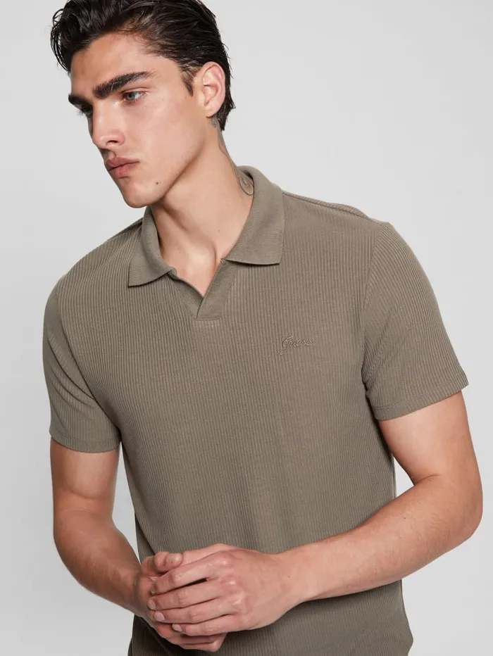 GUESS Shirts Ryker Rib Knit Polo White 8211 Men