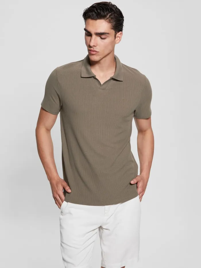 GUESS Shirts Ryker Rib Knit Polo White 8211 Men