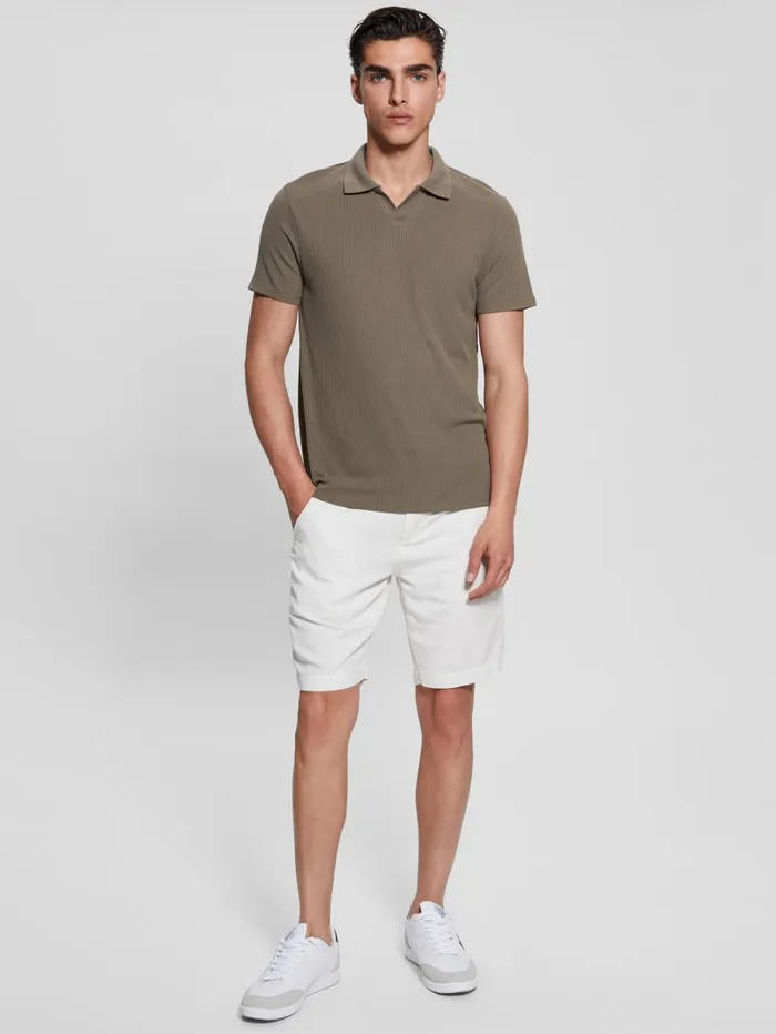 GUESS Shirts Ryker Rib Knit Polo White 8211 Men