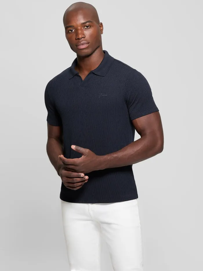 GUESS Shirts Ryker Rib Knit Polo White 8211 Men