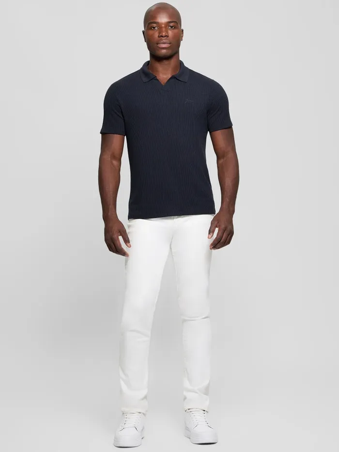GUESS Shirts Ryker Rib Knit Polo White 8211 Men