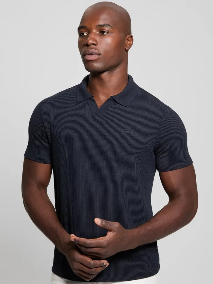 GUESS Shirts Ryker Rib Knit Polo White 8211 Men