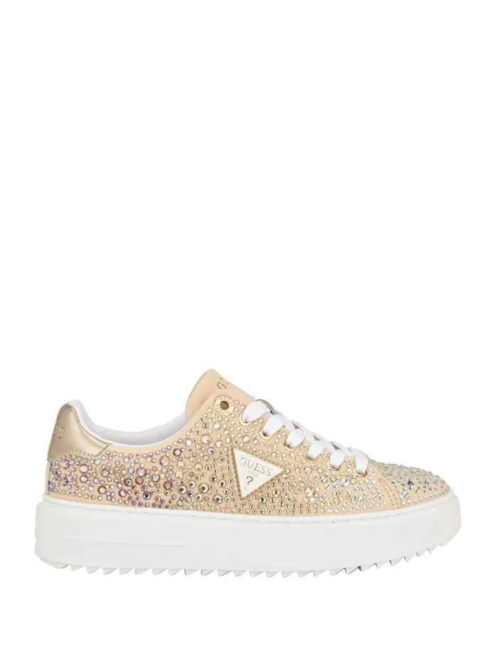 GUESS Shoes Denesa Rhinestone LowTop Sneakers Gold 8211 Women