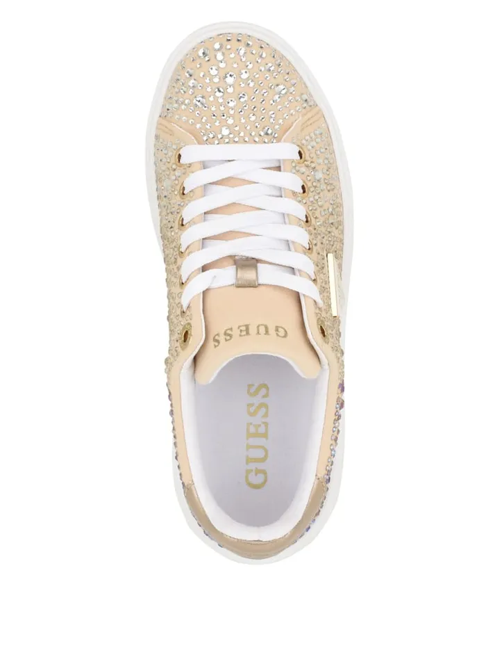 GUESS Shoes Denesa Rhinestone LowTop Sneakers Gold 8211 Women