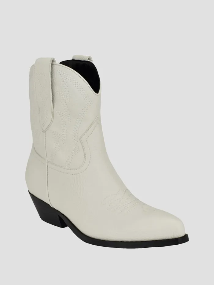 GUESS Shoes Ginette Cowboy Ankle Booties White 8211 Women